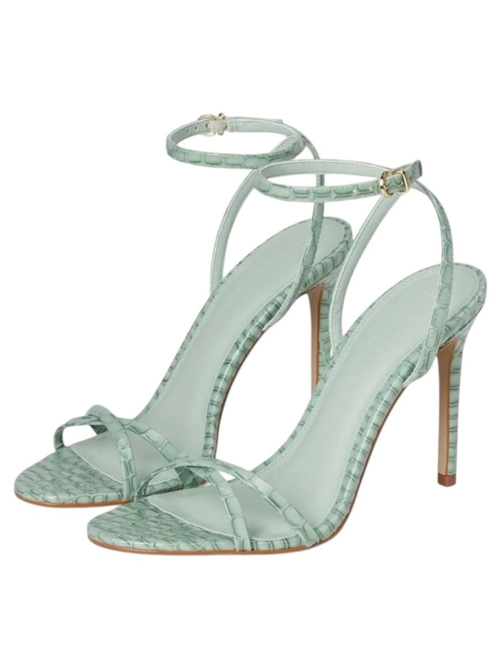 Steve Madden Jypsey Mint Green Croc Leather Heels Size 8.5 NWOB